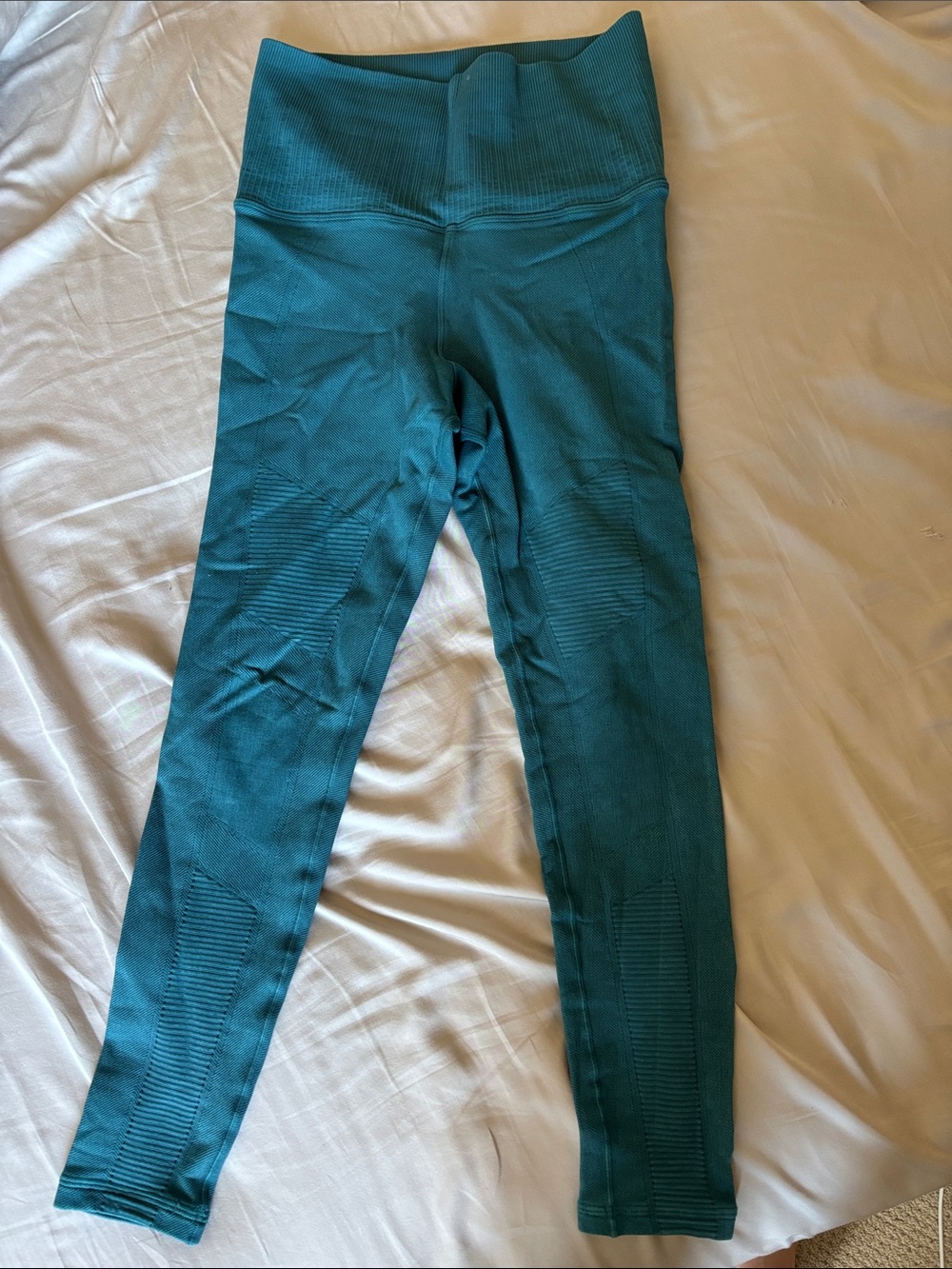 avocado Teal High-Waist Seam-Detail Leggings